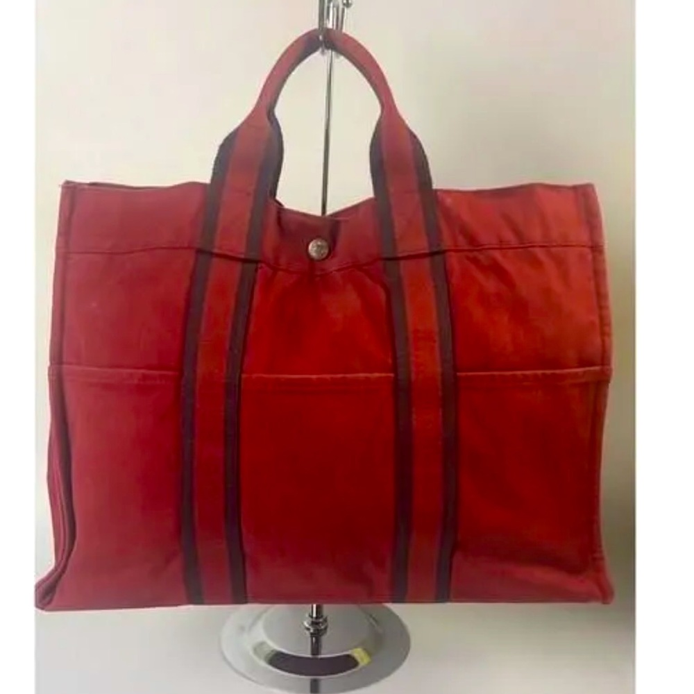 Authentic HERMES Fourre Tout MM - Canvas Red